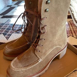 Oasis Society Latte Biege Lace Up Mid Boots "Maeve" Women's 10